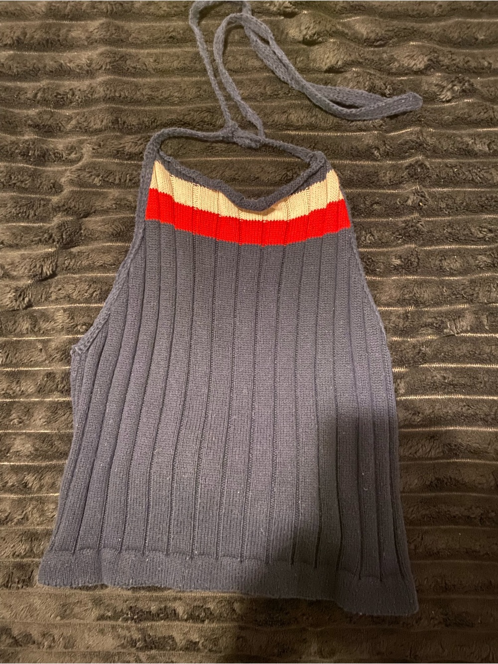 Brandy Melville Navy Ribbed Knit Halter Top